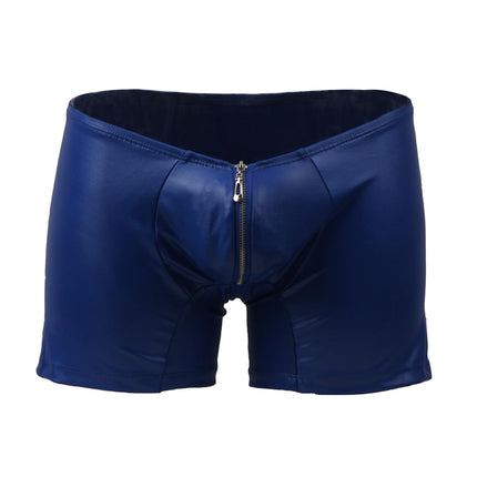 ohyeahlady Vīriešu seksīga apakšveļa ar mitru izskatu, erotiskas biksītes vīriešiem, māsu biksītes, geju apakšveļa, apakšbikses, mākslīgā āda, lieli izmēri, seksīga apakšveļa, stringi, ādas šorti, zili, L