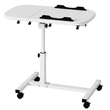 mosegor mobilais sānu galdiņš ar regulējamu augstumu barojošos galdiņu gultai ar 4 ritentiņiem, 60 × 40 cm klēpjdatora galds, rotējošs virsgultas galds viesistabai, guļamistabai, birojam, gultai, dīvānam, maks. 20 kg, balts