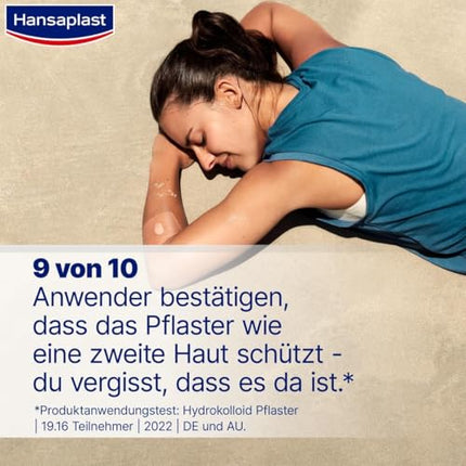 Hansaplast Plaster Second Skin Protection Regular (6 strēmeles), plāns un elastīgs hidrokoloīdais plāksteris ar dziedinošo kapsulu tehnoloģiju, ūdensizturīgs brūču plāksteris ar īpaši spēcīgu fiksāciju vismaz 72 stundas