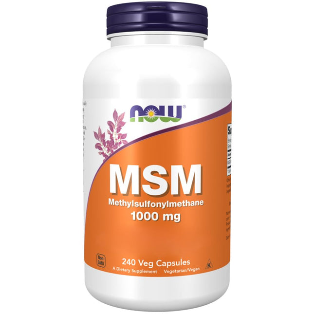 Now Foods, MSM, 1000 mg, 240 vegānas kapsulas, laboratoriski pārbaudītas, sēra, bez glutēna, bez sojas, veģetārs