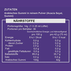 Tīrs akācijas šķiedras pulveris | 0 g ogļhidrātu nulle kaloriju | Atbalsta gavēni un ketogēno diētu | Prebiotiskais uztura bagātinātājs ar šķīstošajām šķiedrvielām | Bez piedevām | 500 g Ketosource paciņa