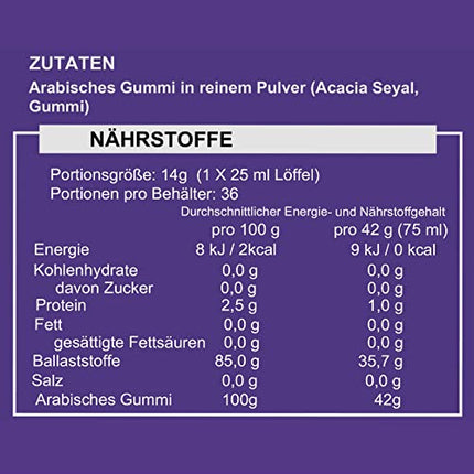 Tīrs akācijas šķiedras pulveris | 0 g ogļhidrātu nulle kaloriju | Atbalsta gavēni un ketogēno diētu | Prebiotiskais uztura bagātinātājs ar šķīstošajām šķiedrvielām | Bez piedevām | 500 g Ketosource paciņa