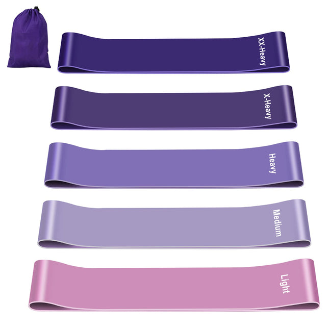 Fokky fitnesa lentes [5 gabalu komplekts], 100% dabīgas lateksa fitnesa lentes ar vingrinājumu instrukcijām vācu valodā un pārnēsāšanas somu, pretestības lentes, vingrošanas lente muskuļu veidošanai, pilates, joga