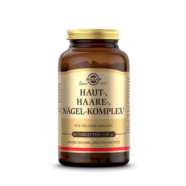 SOLGAR® Ādas, matu un nagu komplekss | ar MSM, sarkanajām aļģēm, C vitamīnu, lizīnu, prolīnu, cinku un varu matiem, ādai un nagiem | Unikāla formula ar patentētu OptiMSM® | 60 tabletes