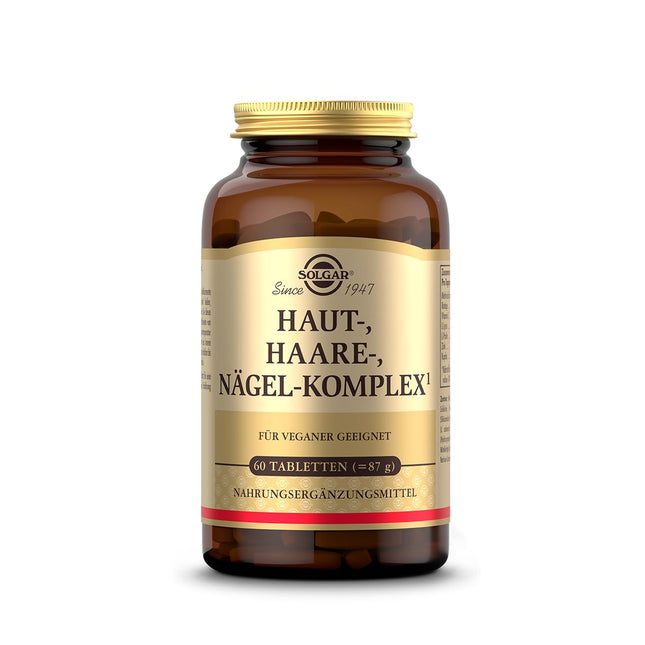 SOLGAR® Ādas, matu un nagu komplekss | ar MSM, sarkanajām aļģēm, C vitamīnu, lizīnu, prolīnu, cinku un varu matiem, ādai un nagiem | Unikāla formula ar patentētu OptiMSM® | 60 tabletes