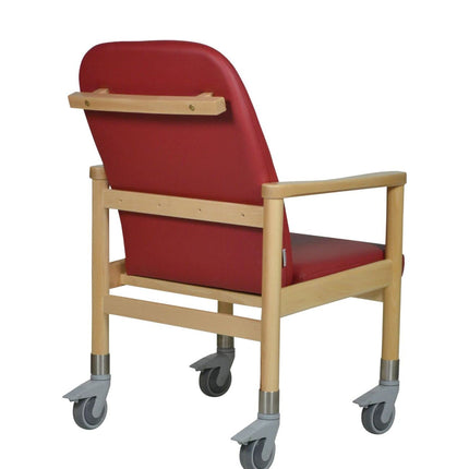 Devita - Māsu krēsls, trīsvietīgs krēsls, senioru krēsls LÜBECK mākslīgā āda, ķiršu koks - sēdekļa augstums: 46 cm ar lieliem ritenīšiem līdz 120 kg un stumšanas rokturi