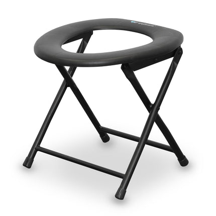 WELLCORE tualetes krēsls ar tualeti, salokāms, pārnēsājams, kompakts, alumīnija rāmis, noņemams tualetes pods, viegli tīrāms, melns, līdz 100 kg, līdz 100 kg