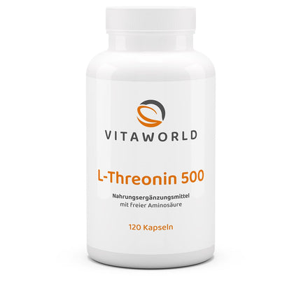 vitaworld L-treonīns 500 mg, neaizvietojamā aminoskābe, 120 kapsulas