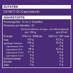 Tīra MCT eļļa C8 | stikla pudele | Ražo 4 reizes vairāk ketonu salīdzinājumā ar citām MCT eļļām | Augstākā tīrība > 99% | 100% kokosrieksts | Atbalsta keto diētu, keto kafiju un gavēni | 500 ml | Ketosource®