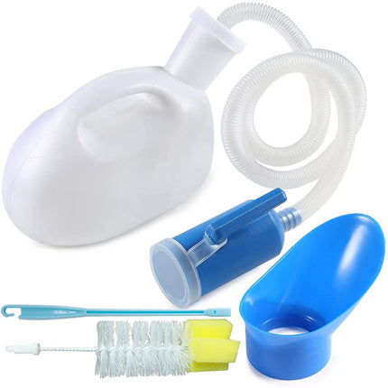 testyu 2000ml pisuāra pudeles unisex ar turētāju, hermētisku vāku un šļūteni, pārnēsājama pisuāra pudele vīriešiem un sievietēm ar tīrīšanas birsti invalīdiem, vecāka gadagājuma cilvēkiem, automašīnām, kempingam, balta