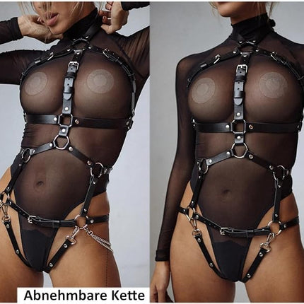 FANSEELM ādas siksnas sievietēm - seksīgs tērps ballītēm, pankroka erotiska apakšveļa, reiva cosplay gotikas kostīms, fetiša verdzība - josta, krūšu siksnas