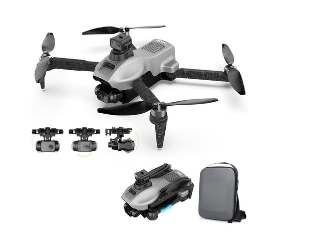 LUXWALLET Nocchi Fly-High - 5 GHz WiFi GPS drons - lāzera šķēršļu novēršana - 3 asu kardāna drons - 4K kameras drons - Borstelloze motors - atgriešanās mājās - Zilver