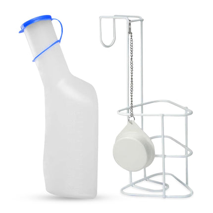 Hygiene100 pisuāra komplekts (1000 ml pisuārs + gultas turētājs ar vāku), izturīgs caurspīdīgs PP pisuārs ar vāciņu, viegli nolasāmas mērīšanas līnijas, pārnēsājams ceļojumiem