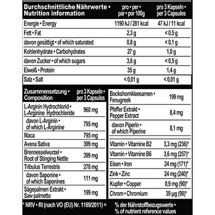 IronMaxx Teston Muscle Blaster - 180 kapsulas | ar L-arginīnu | Augstas devas muskuļu atbalsts | Veicina asinsriti un skābekļa piegādi muskuļiem