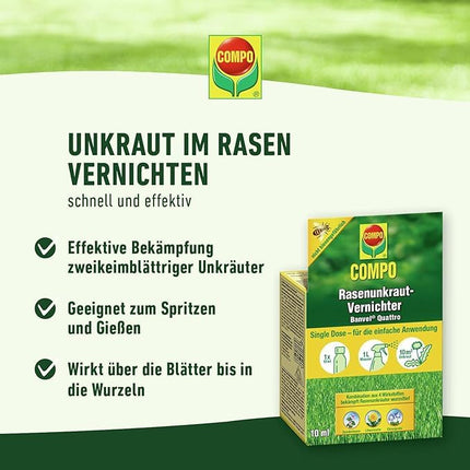 COMPO zāliena nezāļu iznīcinātājs Banvel Quattro, grūti kontrolējamu nezāļu apkarošanai zālienā, koncentrāts, 400 ml (400 m²)