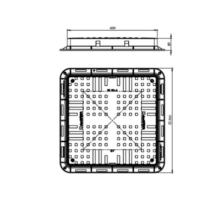 Lūkas vāks 700 mm x 700 mm pārbaudes šahtas lūkas vāks KG cauruļu akas vāks drenāžas vāks