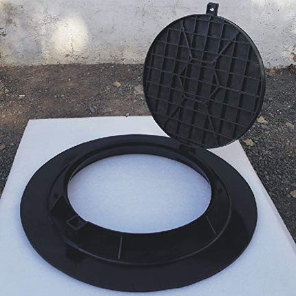Varile 1100 mm XXL plastmasas lūkas vāks | universāls lūkas vāks | cisternas vāks (melns)