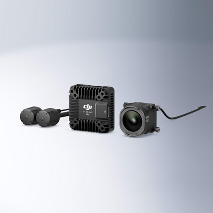 DJI O4 Air Unit Pro FPV droniem, digitālā pārraides sistēma, zema latentuma vērtība 15 ms, maksimālais darbības rādiuss 15 km, video ierakstīšana ar izšķirtspēju 4K/120 kadri/s, redzes lauks 155°, 1/1,3 collu CMOS sensors