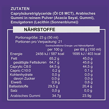 Tīrs C8 MCT pulveris | 4 reizes lielāks ketonu līmeņa paaugstinājums salīdzinājumā ar citiem MCT | Nulle ogļhidrātu | Atbalsta keto diētu un gavēni | Vegāns, drošs un bez glutēna | Bezgaršīgs | 500 g maisiņš | Ketosource