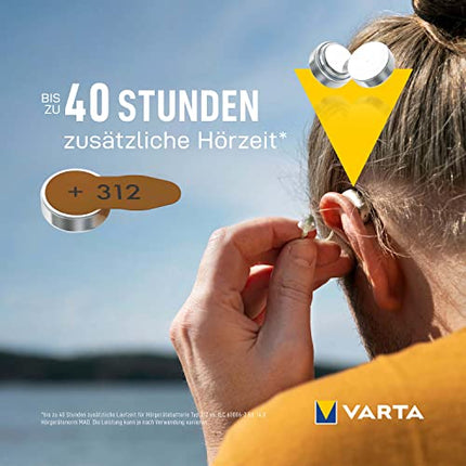 VARTA dzirdes aparātu baterijas, 312. tips, brūnas, 60 baterijas, uzglabāšanas iepakojums, barošana pēc pieprasījuma, bezvadu apstiprinājums, p 312 izmērs dzirdes aparātiem un dzirdes palīglīdzekļiem, ražotas Vācijā