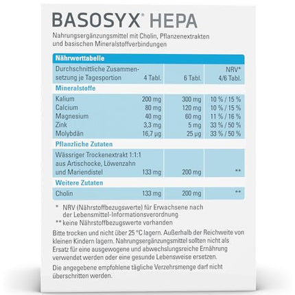 SYXYL Basosyx Hepa tabletes/Uztura bagātinātājs ar holīnu normālas aknu darbības uzturēšanai un cinku skābju-bāzes līdzsvaram/140 tabletes blisteriepakojumā