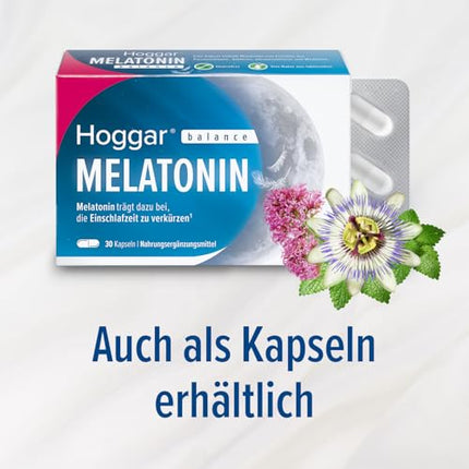 Hoggar MELATONIN balance - Miega aerosols - Uztura bagātinātājs ar melatonīnu, lai saīsinātu aizmigšanas laiku un cīnītos pret laika joslu nobīdi - ar B6 vitamīnu - 20 ml aerosols