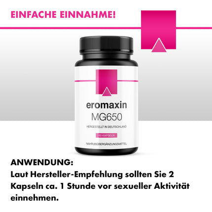 Eromaxin MG650 | aktīviem vīriešiem | Uztura bagātinātājs ar maca | Maxipack 1x60 kapsulas