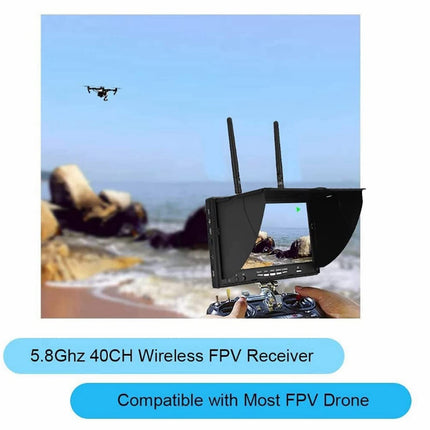 FPV monitors, 7 collu LCD video ekrāns ar 800 x 480 izšķirtspēju, 5,8 GHz 40 kanālu DVR funkcija, RC drona ekrāns ar automātisko meklēšanu, 2000 mAh FPV uztvērējs drona kvadrokopteram (ES)