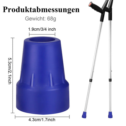 Gumijas pēdiņa kruķiem, neslīdoši aizsargvāciņi spieķa caurulītes galam ar metāla blīvējumu spieķiem un kruķiem, 4 gab. (zila)