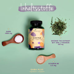 Gaba Vegavero® | Augsta deva | 1000 mg gamma aminosviestskābes vienā porcijā | Ar L-teanīnu un B6 vitamīnu | 120 vegānas kapsulas | Bez piedevām un laboratoriski pārbaudīts