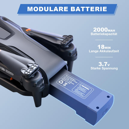 Drons ar 4K kameru, salokāms RC drons RC kvadrokopters ar 1080P HD dubulto kameru, FPV pārraide, 2 akumulatori, žestu vadība, augstuma noturēšana, vienas pogas pacelšanās/nosēšanās 3D pagriezieni iesācējiem (pelēks)