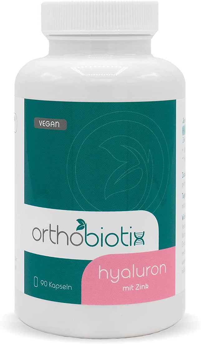 orthobiotix hialuronskābe ar cinku | 90 kapsulas 3 mēnešu krājumā | Augsta deva, vegāns un bez krāsvielām vai pildvielām | 1x59 g