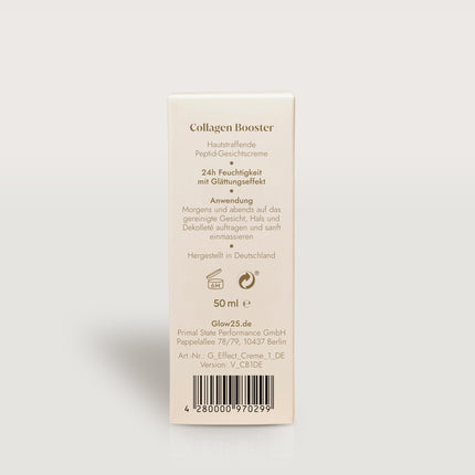Glow25® kolagēna pastiprinātāja krēms [50 ml] | Sejas krēms | ar hialuronskābi un C vitamīnu | pārbaudīta kvalitāte