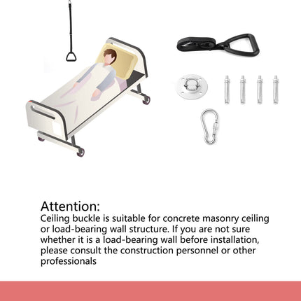 lqwidyf Gultas trapece vecāka gadagājuma cilvēkiem, kāpnes, gulta, palīdz pievilkt rokturus invalīdiem, pie griestiem stiprināma trapece gultas mobilitātes pārvietošanai, piemērota slimnīcai, guļamistabai, gulta, mobilā