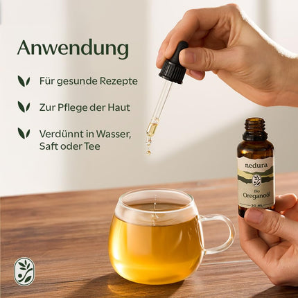 nedura® ORGANISKĀ oregano eļļa [100% DABĪGA] +82% karvakrols - pārtikas kvalitātes oregano eļļa - daudzpusīga ēteriskā eļļa ar augstu devu - bioloģiska oregano eļļa no Spānijas - 30 ml