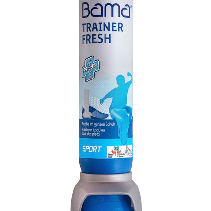Bama Trainer Fresh apavu dezodorants 100ml – higiēnisks, antibakteriāls svaiguma, caurspīdīgs apavu aerosols sporta, darba un atpūtas apaviem