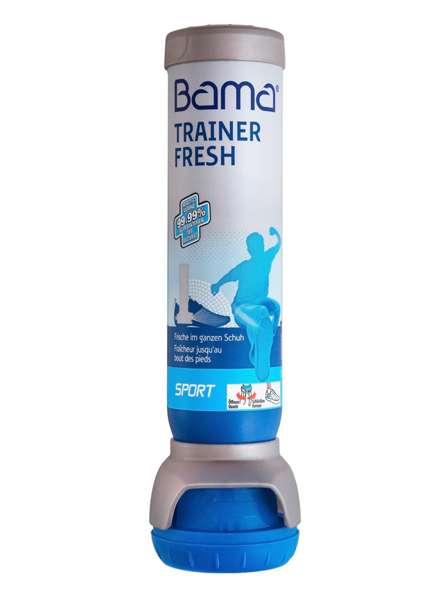 Bama Trainer Fresh apavu dezodorants 100ml – higiēnisks, antibakteriāls svaiguma, caurspīdīgs apavu aerosols sporta, darba un atpūtas apaviem