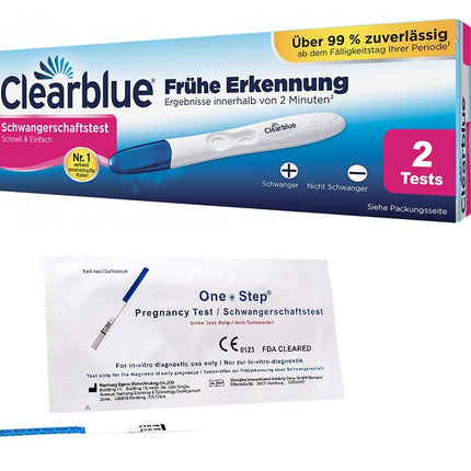 5 x One+Step īpaši jutīgi grūtniecības testi agrīnai noteikšanai + 2 x Clearblue grūtniecības testi agrīnai noteikšanai