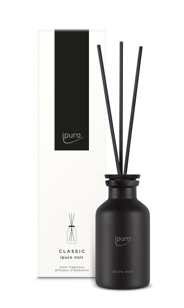 ipuro - klasiskais istabas aromāts Noir - 75ml | Austrumu istabas atsvaidzinātājs ar rožu, pačūlijas, sandalkoka, eikalipta un kokosriekstu aromātu | Difuzors ar nūjiņām | Gaisa atsvaidzinātājs mājām