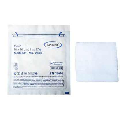 Sterilas kompreses 10x10cm 50 gab. Brūču kompreses STERILAS 8 slāņi Brūču pārsējs Pārsēja materiāls Marles kompreses Brūču marle Komprese brūču aprūpei Asins uzsūkšanās + E-grāmata (par veselību)