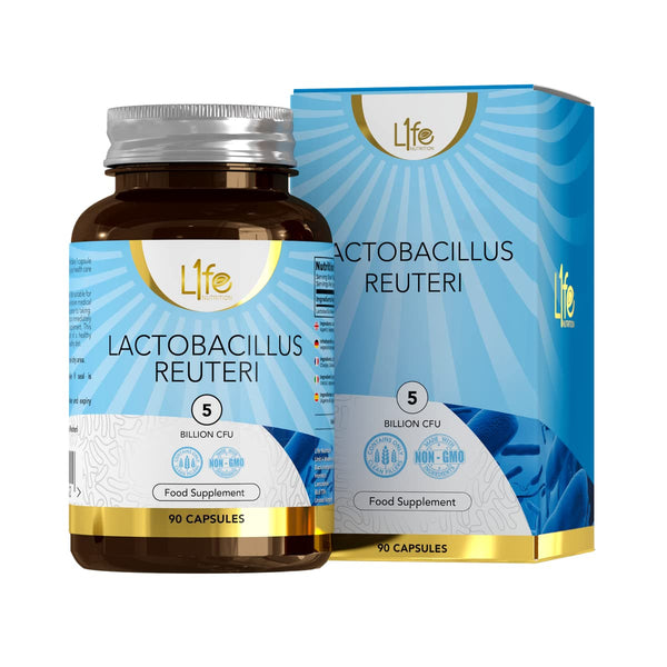 LN Lactobacillus Reuteri | 90 probiotisko Lactobacillus Reuteri kapsulas – 5 miljardi CBU L-Reuteri vienā porcijā | Augstas devas L-reiteri uztura bagātinātājs | Bez ĢMO, glutēna un alergēniem