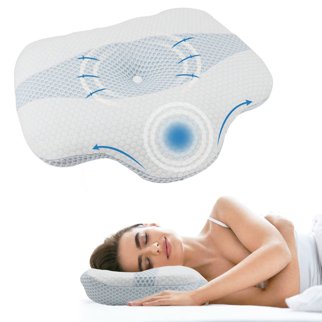 FAMOOKLAN ortopēdiskais spilvens Ergonomisks profesionāls kakla spilvens Sānu gulētājam Memory Foam spilvens Atvieglojums no galvas/kakla un plecu sāpēm