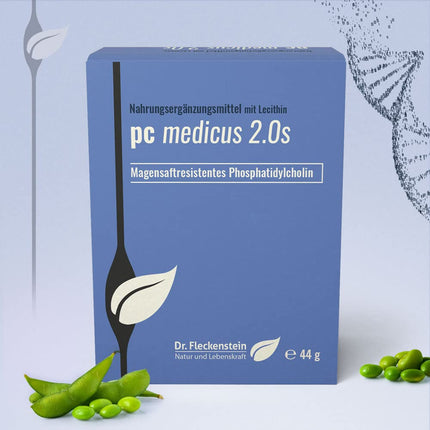 Dr.Fleckenstein PC medicus 2.0S, 83% fosfatidilholīns (sojas lecitīns), augsta deva, zarnās šķīstošs apvalks, jauns kā uztura bagātinātājs, 90 kapsulas