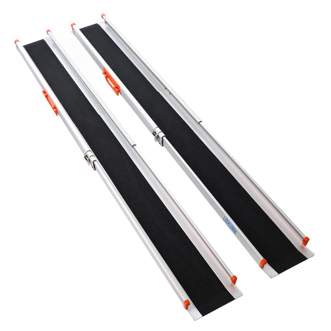 LIEKUMM 2 x 138–244 cm ratiņkrēslu rampa, 300 kg kravnesība ratiņkrēslu rampa mājām, pakāpieniem, apmalēm, izturīga teleskopiska rampa elektriskajiem ratiņkrēsliem, velosipēdiem