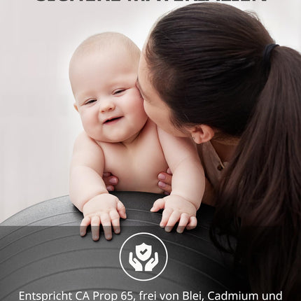 Trideer bieza vingrošanas bumba grūtniecēm, Pezzi bumba, pretplīsuma Pilates bumba, 45–85 cm sēdekļa bumba līdzsvara nodarbībām, joga kā mazs fitnesa aprīkojums un līdzsvara krēsls sporta zālē un mājas birojā