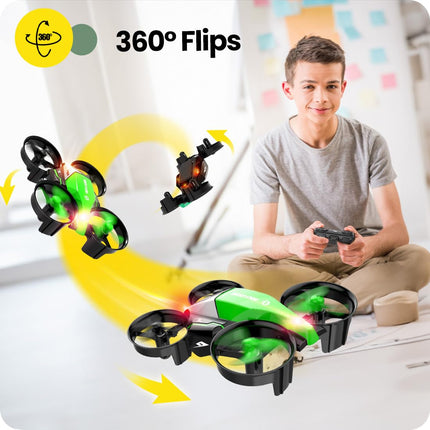 Holy Stone HS210F mini drons bērniem, 2 vienā tālvadības kvadrokopters ar nolaišanās režīmu un lidojuma režīmu, vienas atslēgas iedarbināšana, augstuma noturēšana, 3D pagriezieni, bezgalvas režīms, rotaļu dāvanas zēniem, C0 (zaļš)