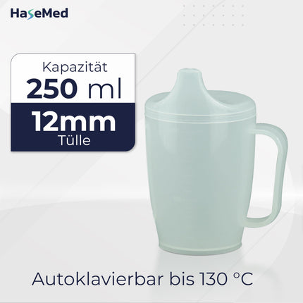 HaseMed dzeramā krūze ar rokturi un snīpi (1 gab.) – ergonomiska krūze drošai dzeršanai bez izliešanas, ideāli piemērota senioriem un cilvēkiem ar ierobežotām roku funkcijām – izturīga un ilgmūžīga, 12 mm