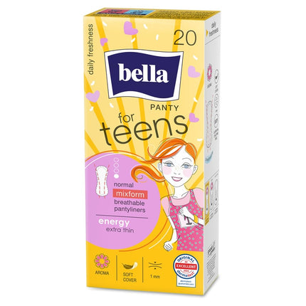 bella pusaudžiem paredzētā kastīte pirmajām menstruācijām ar ikdienas ieliktnīšiem (3 x 20 gab.) un Ultra higiēniskajām paketēm (3 x 10 gab.)