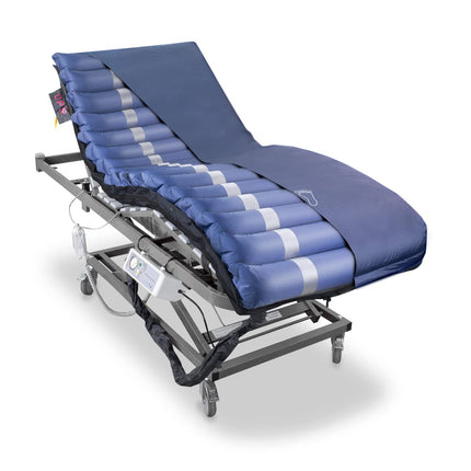 Mobiclinic® pro, Pretatspiedienu matracis ar gaisu, 200x105x12, 8, Mobi 3 Plus, Matracis ar mainīgu spiedienu un kompresoru, Zems trokšņu līmenis, 105 cm plats, 17 gaisa šūnas, I, II un III pakāpes spiediena čūlām, Zils