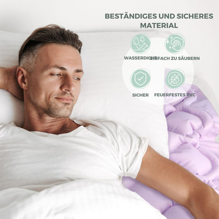 Mobiclinic®, Pretatspiedienu matracis, Modelis mobi 1, Ar kompresora motoru, Piepūšamais matracis, Maiņstrāvas cikls, Eiropas zīmols, I pakāpes izgulējumiem, 200 x 90 cm, 130 šūnas, Krāsa violeta